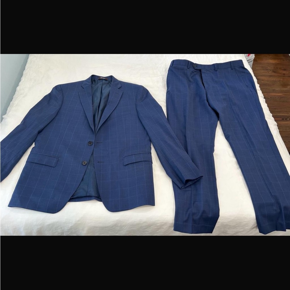 Jos. A. Bank Navy Plaid Suit